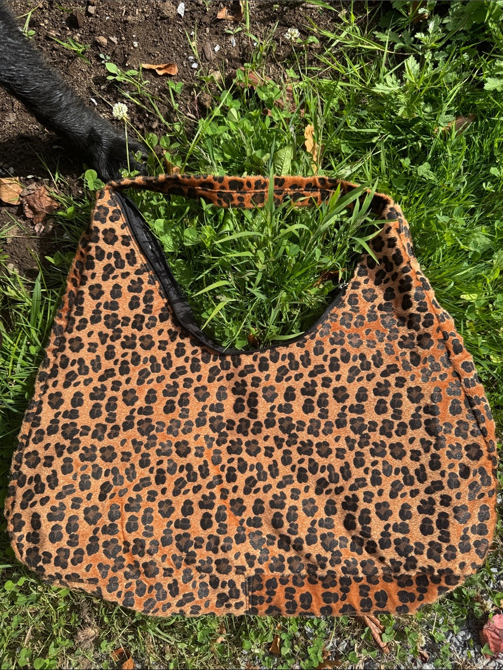 Leopard Print Shoulder Bag in Tan and Black